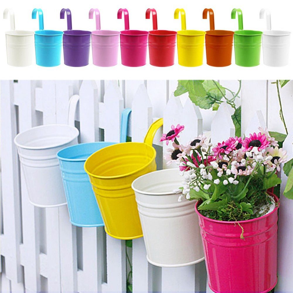 Best Gardening Pot Plant Colorful Metal Hanging Flower Pot Plant