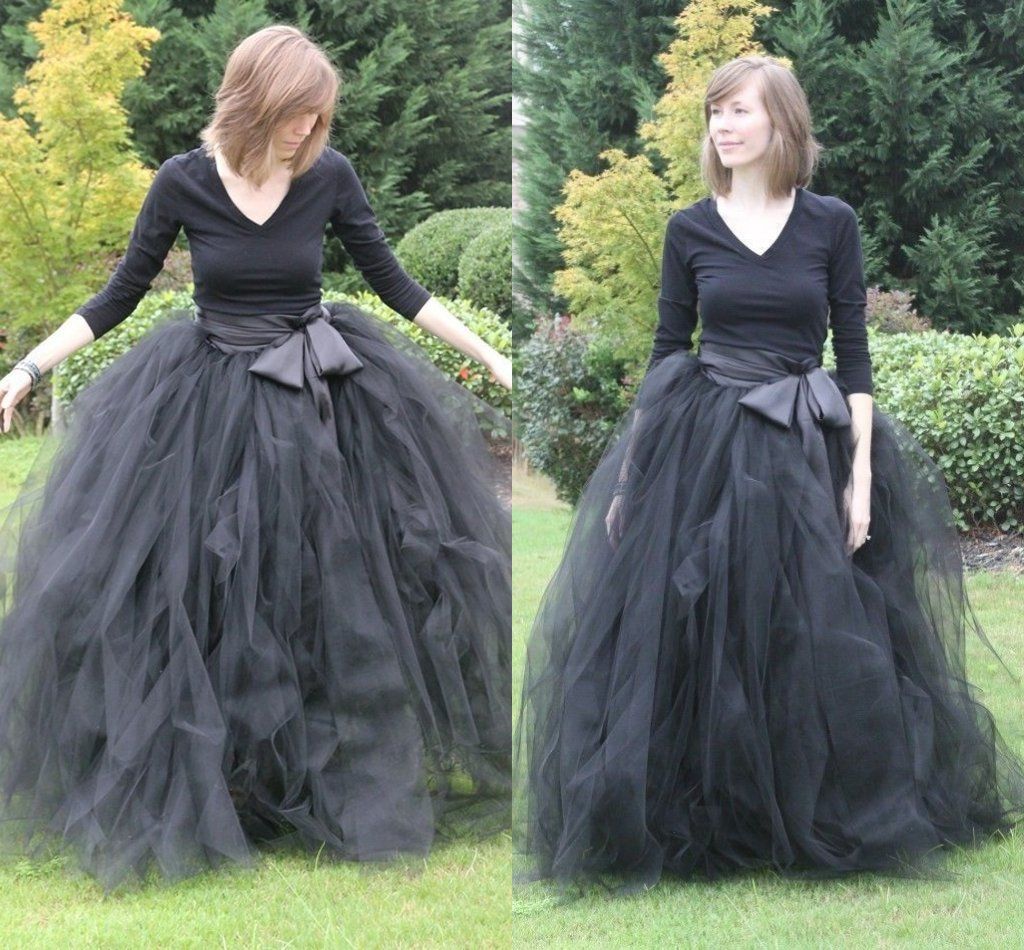 Wedding Black Tulle Dress 2017 2015 fall woman tulle skirt long blackivory adult tutu ball gown with sashes