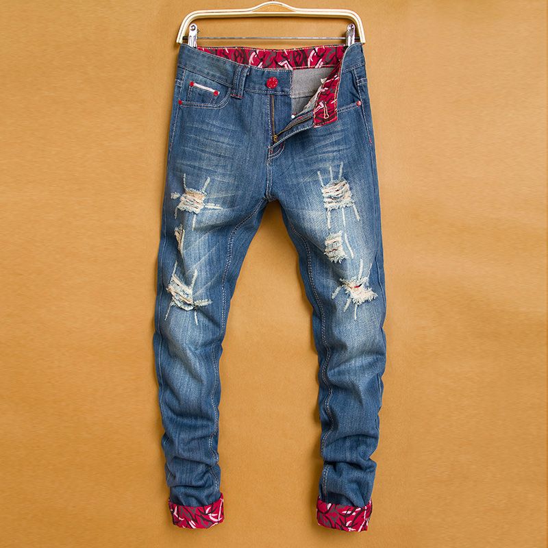 2017 Top Mens Jeans Hot Sales Hole Patch Jeans Famous Brand Embroidery