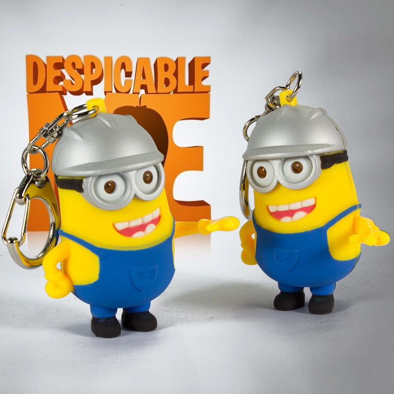 cheap despicable me light led keychain with hat cap double minion light hat