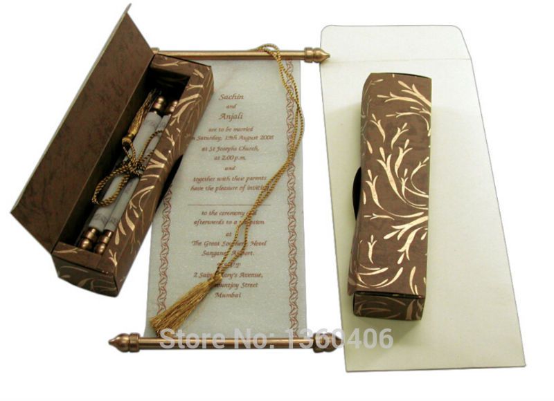 Scroll Wedding Invitations Card Wholesale Party Wedding India Gold ...