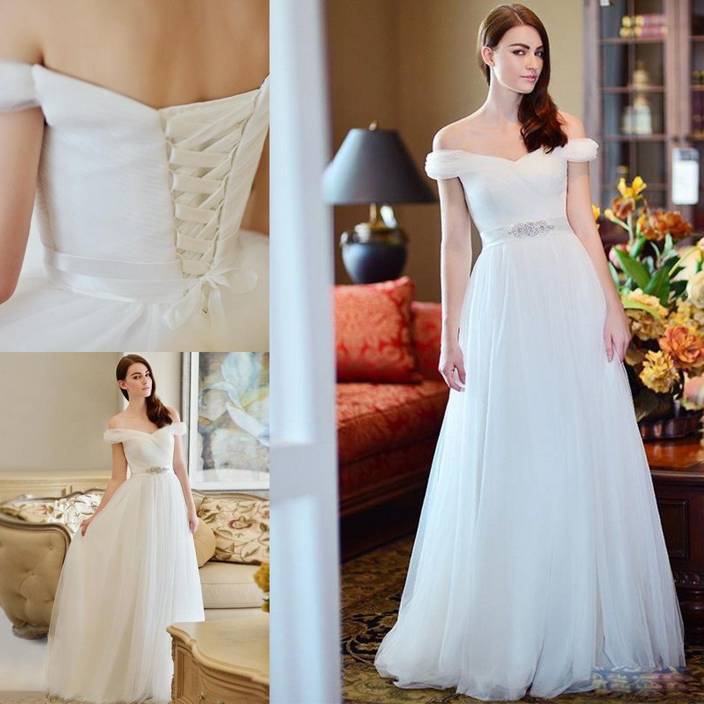 Ideas Simple But Elegant Wedding Dresses very simple but elegant off shoulder wedding dress a line bridal gowns ribbons beads open back