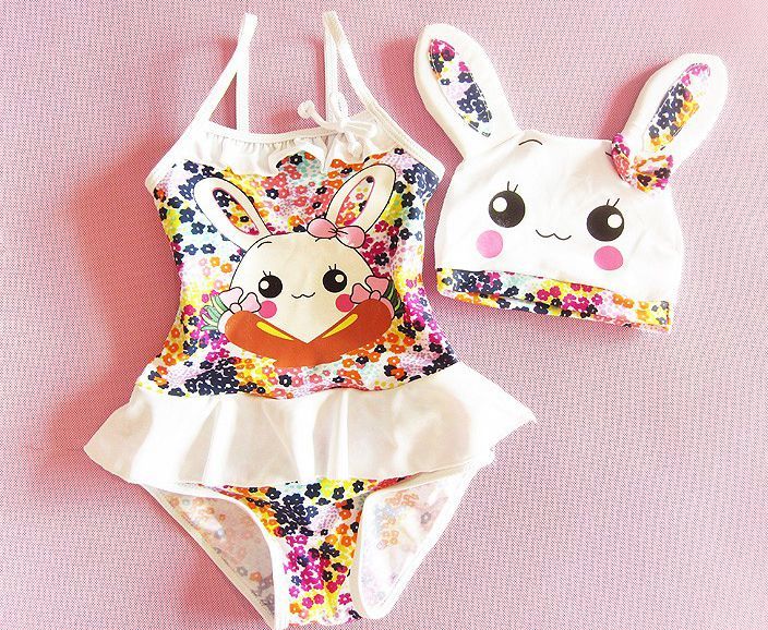 2017 New Fashion Girls Cute Rabbit Swimsuits Baby Girls Swimsuits