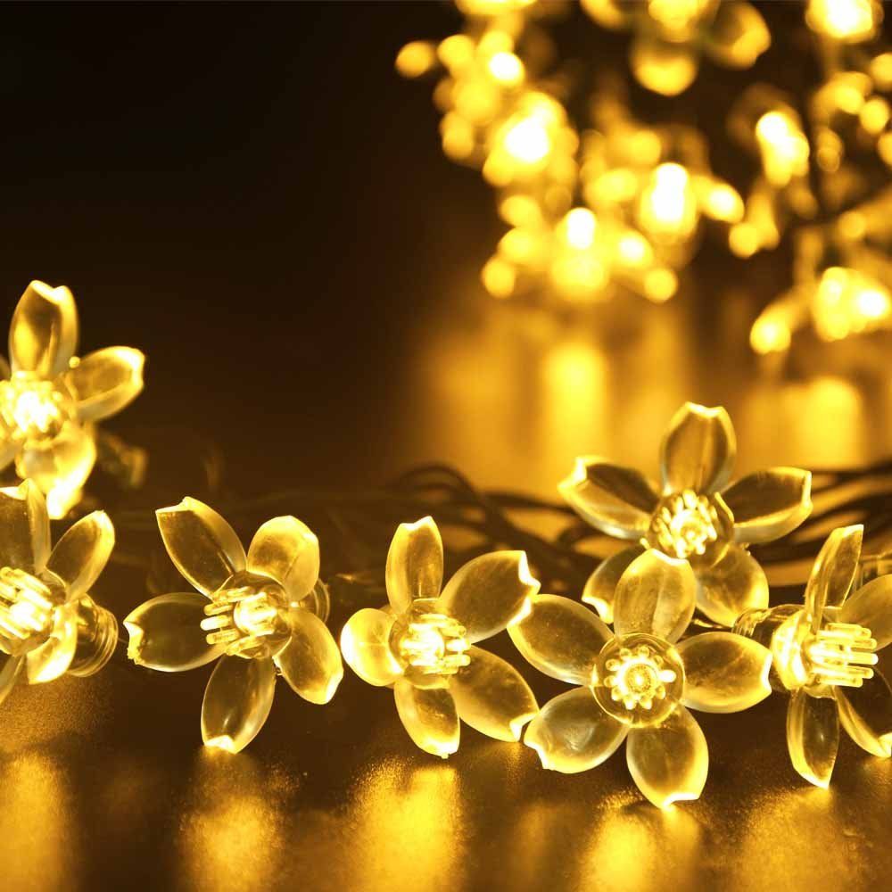 Solar Christmas Flower Fairy String Lights 21ft 50 Led Blossom