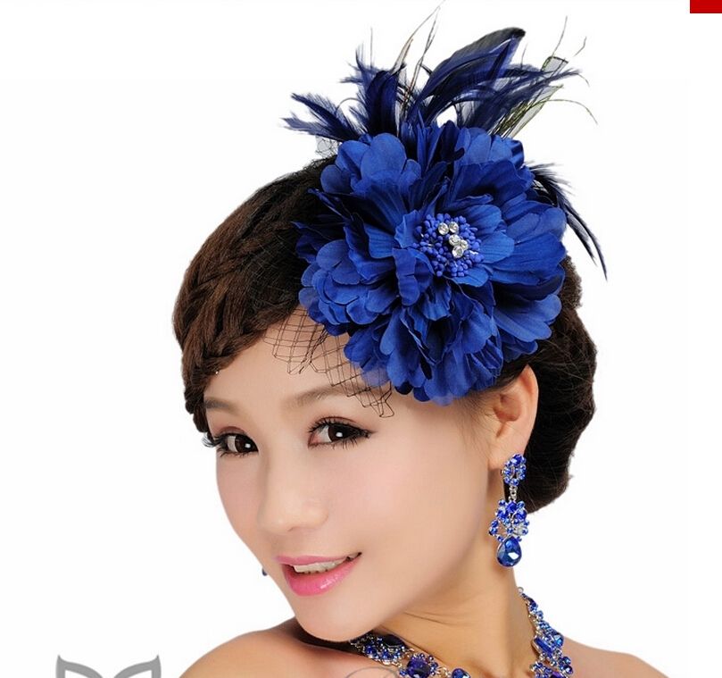 Royalblue Color Bridal Jewelry Crystal Headwear Earrings Necklaces