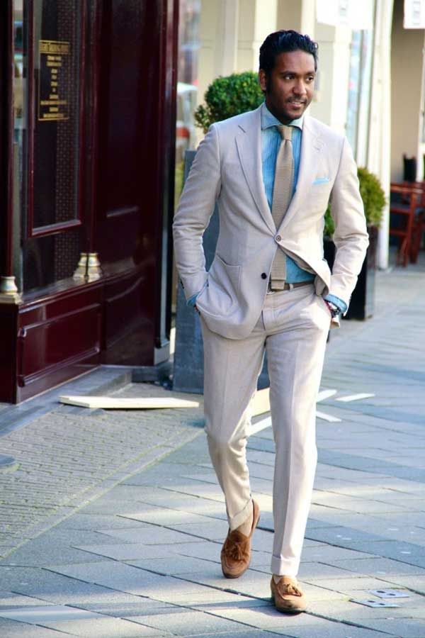 Summer Casual Off White Linen Men Suits Notched Lapel Tuxedos Wedding