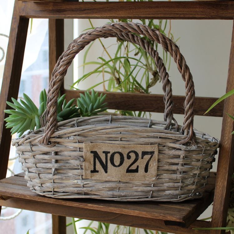 grey wicker hanging baskets