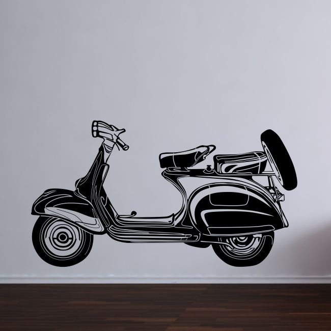 Vespa Scooter Waterproof Vinyl Art Wall Sticker Bedroom Motorbike