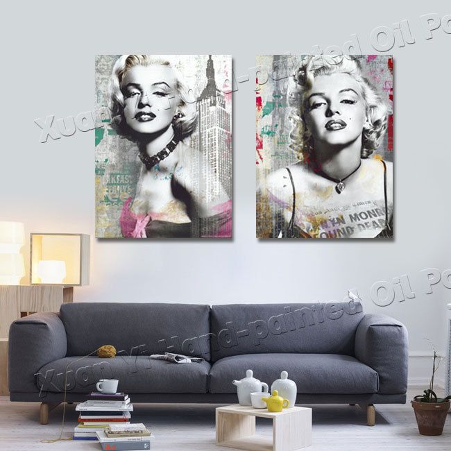 Pittura 2 panel sexy marilyn monroe, olio su tela wall art poster ...