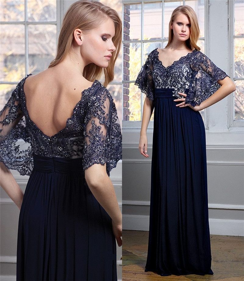 Navy Blue Mother Of The Bride/Groom Dresses 2015 A Line Plus Size 1/2