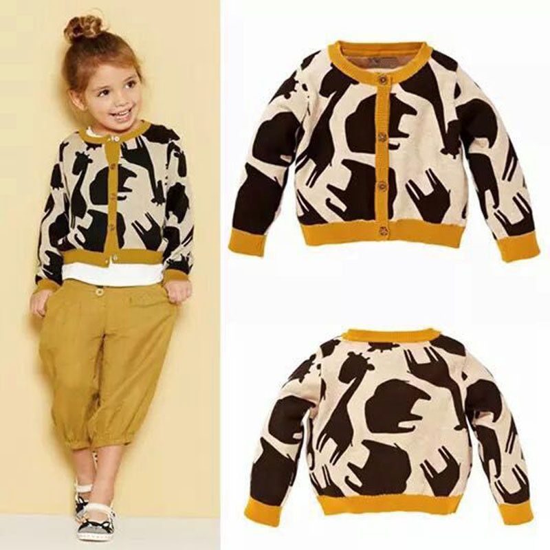 Kid Girls Sweater Cardigans Giraffe Cardigan Elephant Cardigan Knitwear