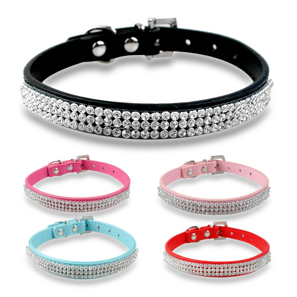 4 Sizes Rhinestone Dog Collars Dimante Bling Collars for Cute Puppy Cat
