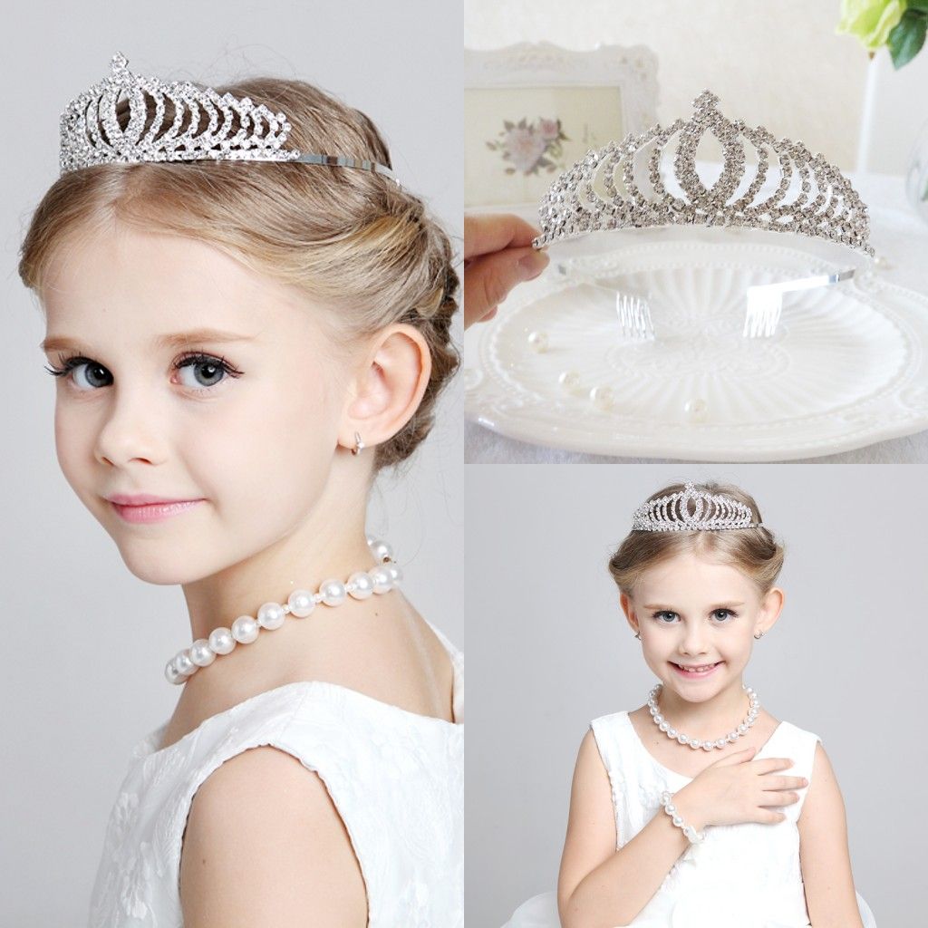 Newest 2015 Tiaras Sparkling Rhinestone Tiara Wedding Flower Girl