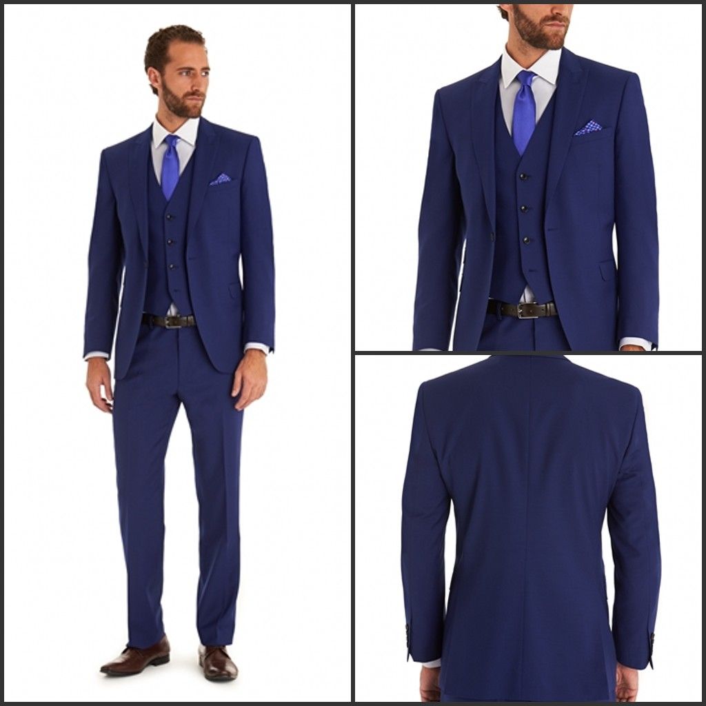 Best Navy Blue Blazer Tuxedos Wedding Groom Suits For Men Slim Fit
