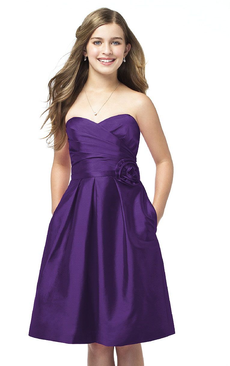 Junior Bridesmaid Dress Augday Chiffon Juniors Bridesmaid Dress - Floor  Length, Square Neck, Spaghetti Straps With Slit, UJR002 Wedding Party Dress  Adjustable Belt