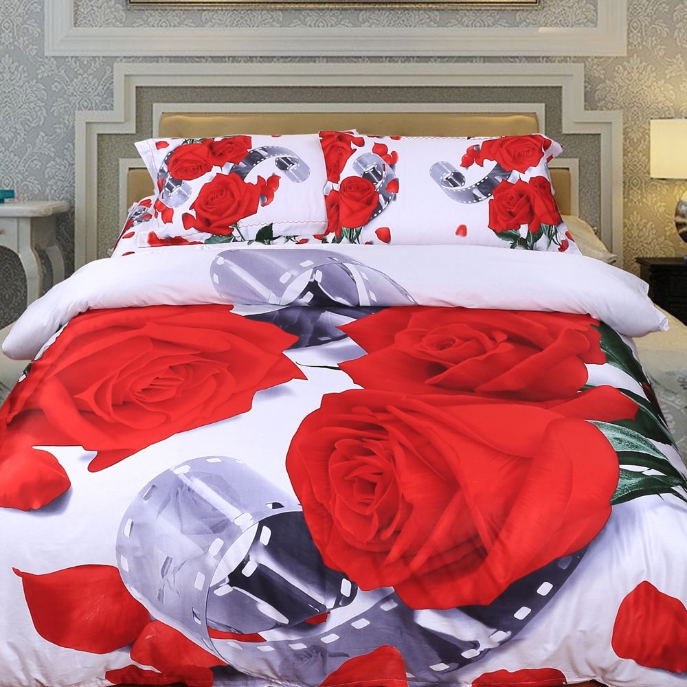 Ywxuege Wholesale 100 New Arrival High Quality Pearls Around Rose Realistic 3d Printed Bedding