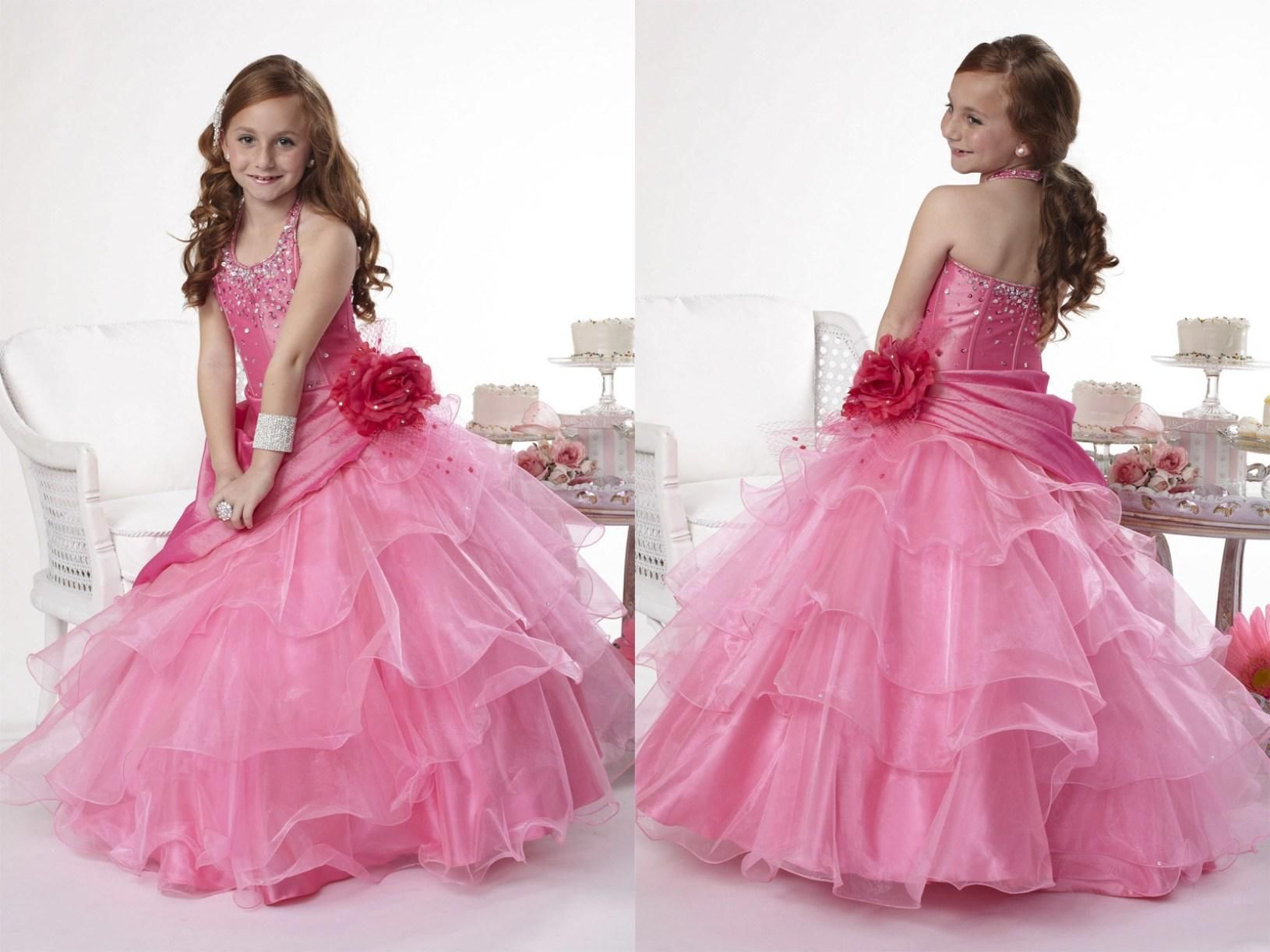 peach big girls pageant gowns flower girls