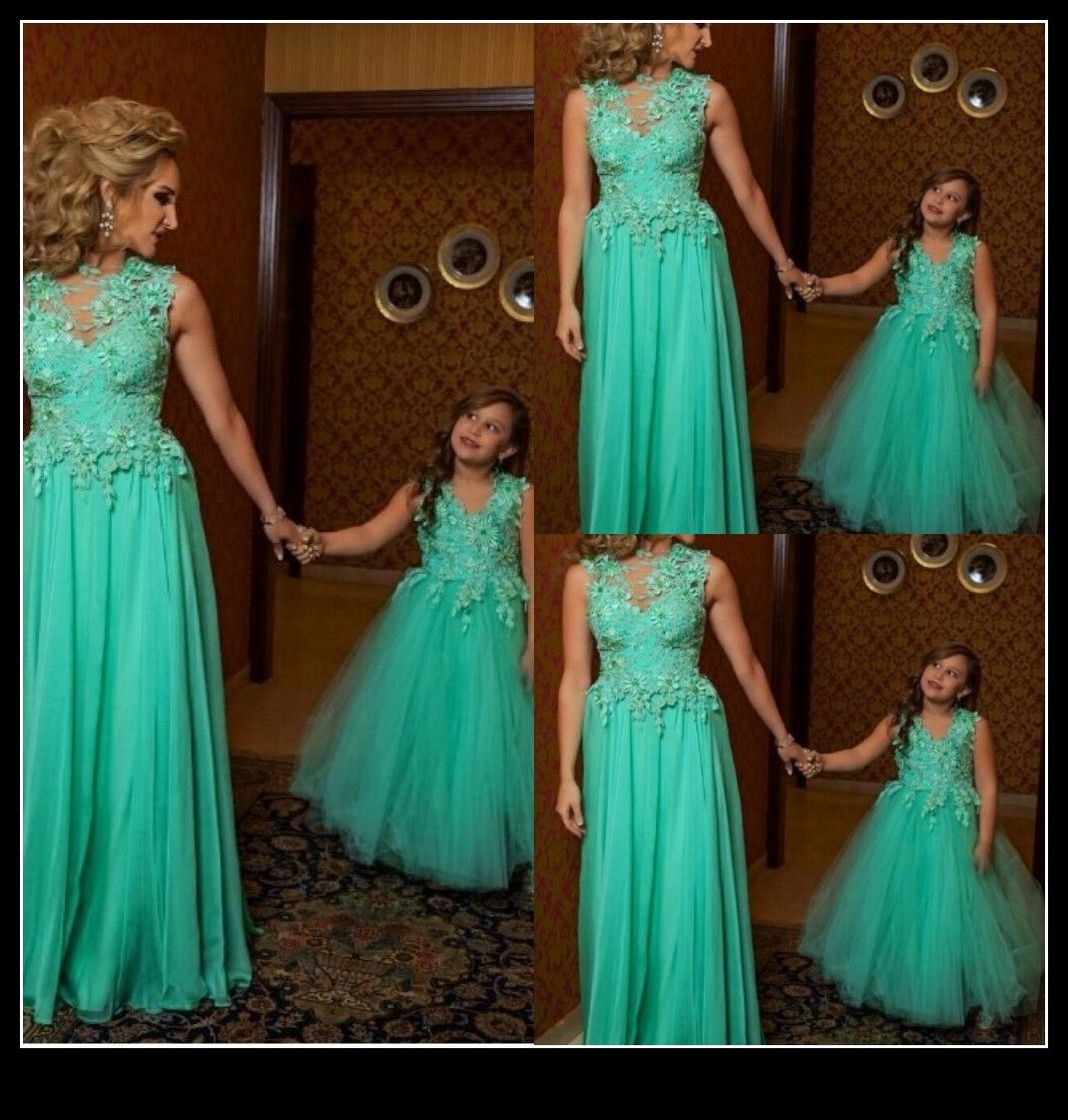 mother and daughter long gown