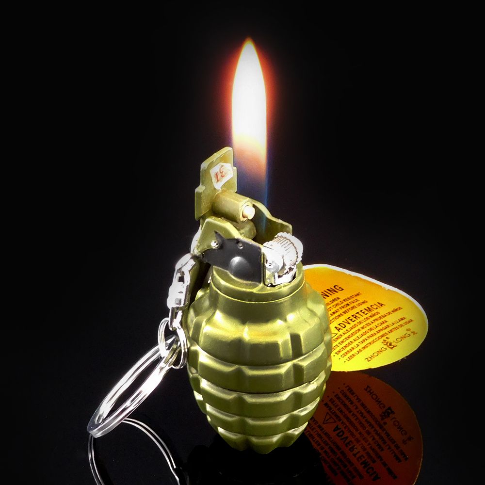 2017 Wholesale Mini Metal Grenade Flame Lighter For Smoking,Army Green