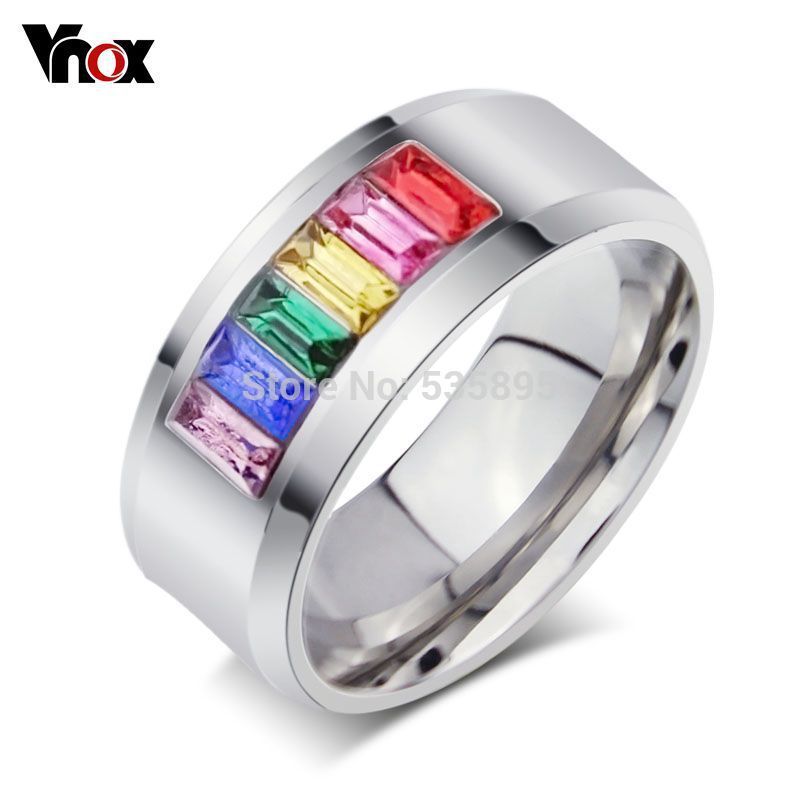fashion rainbow wedding rings for men and women wholesale gay pride ring with stone free shipping - Rainbow Wedding Rings fashion rainbow wedding rings for men and women wholesale gay pride ring with stone free shipping - Rainbow Wedding Rings