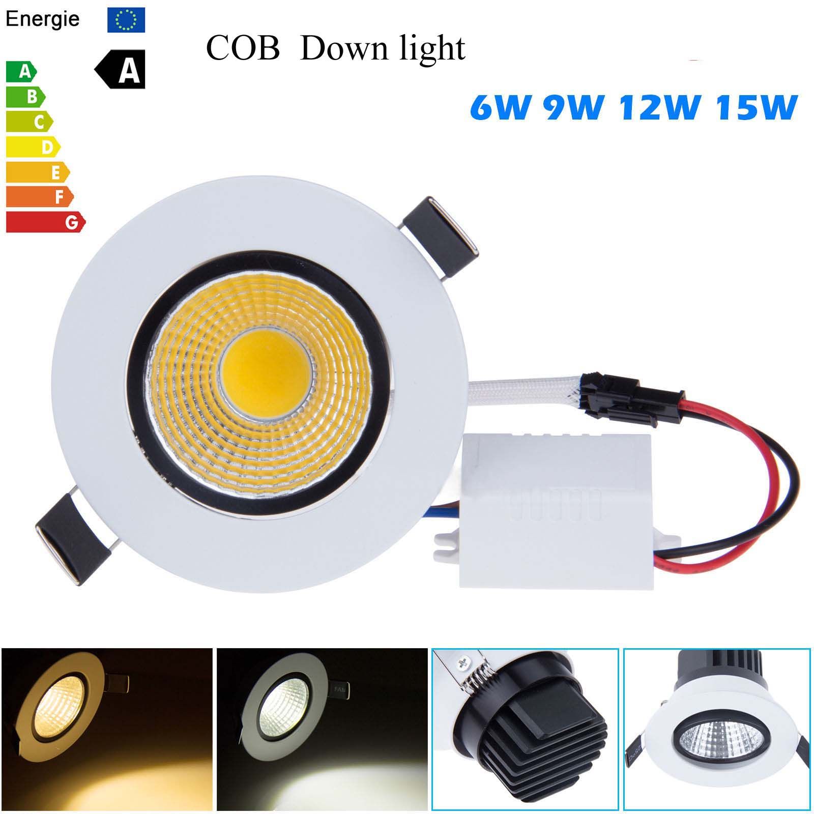 New Dimmable Recessed Led Downlight Cob 6W 9W 12W 15W Dimmable LED Spot