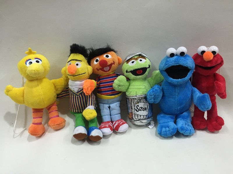 New Cartoon Sesame Street Plush Toys Keychains Elmo Stuffed Animals Key
