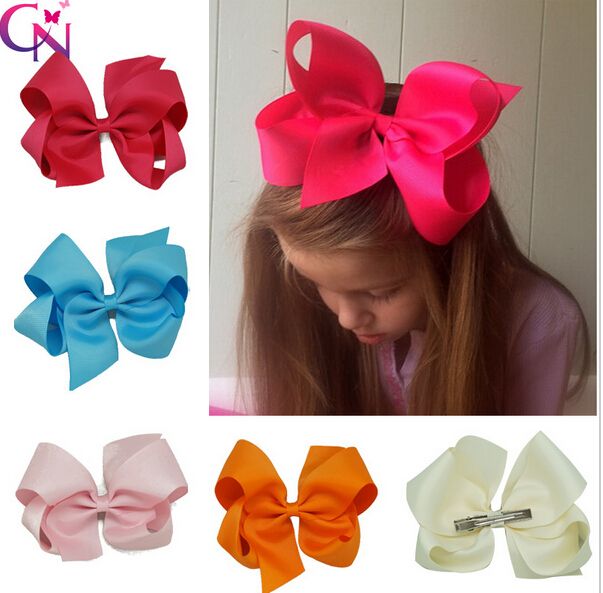 Wholesale6 Solid Hair Bow With Clip,Ribbon Hair Bow Hair Clip For Baby