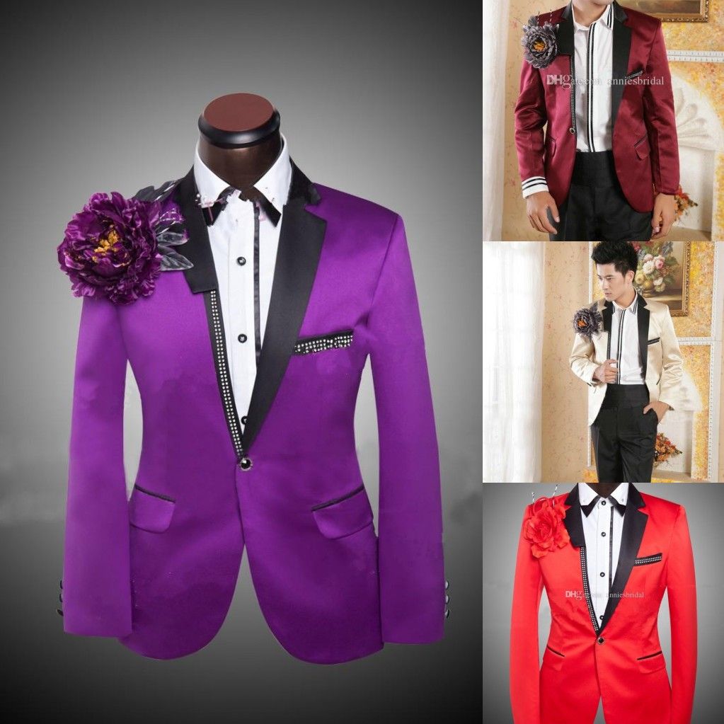 2017 Fashion Mens Suits Purple Cheap Colored Tuxedos For Men Jacket