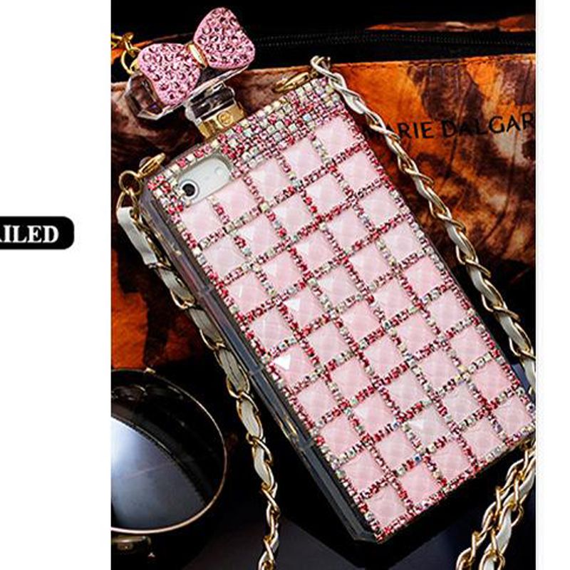 Luxury Perfume Bottle Chain Rhinestore Cases For Iphone 4s 5s Iphone 6
