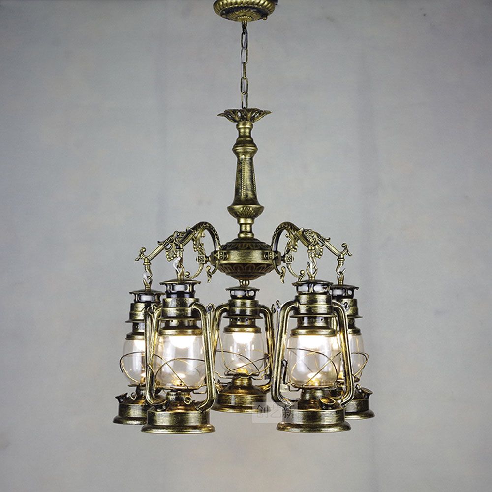 Discount Country Rustic Glass Metal Kerosene Lights Dining Room Ceiling