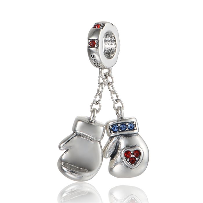 2017 New 925 Sterling Silver Boxing Gloves Pendants Beads Fit European