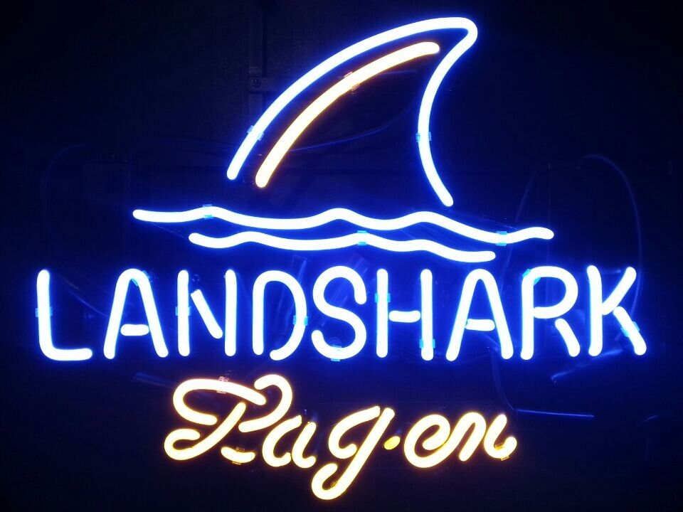 2017 Landshark Lager Land Shark Real Glass Neon Sign Beer