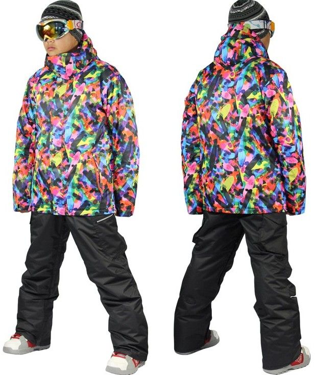 2018 2014 Mens Geometric Ski Suit Male Snowboarding Suit Snow Suit