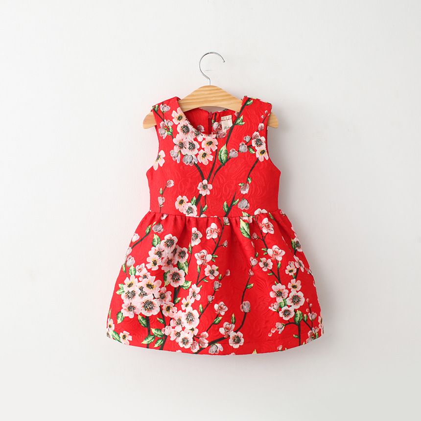 2015 Spring Summer Print Floral Dresses Kids Girls Sleeveless Tutu