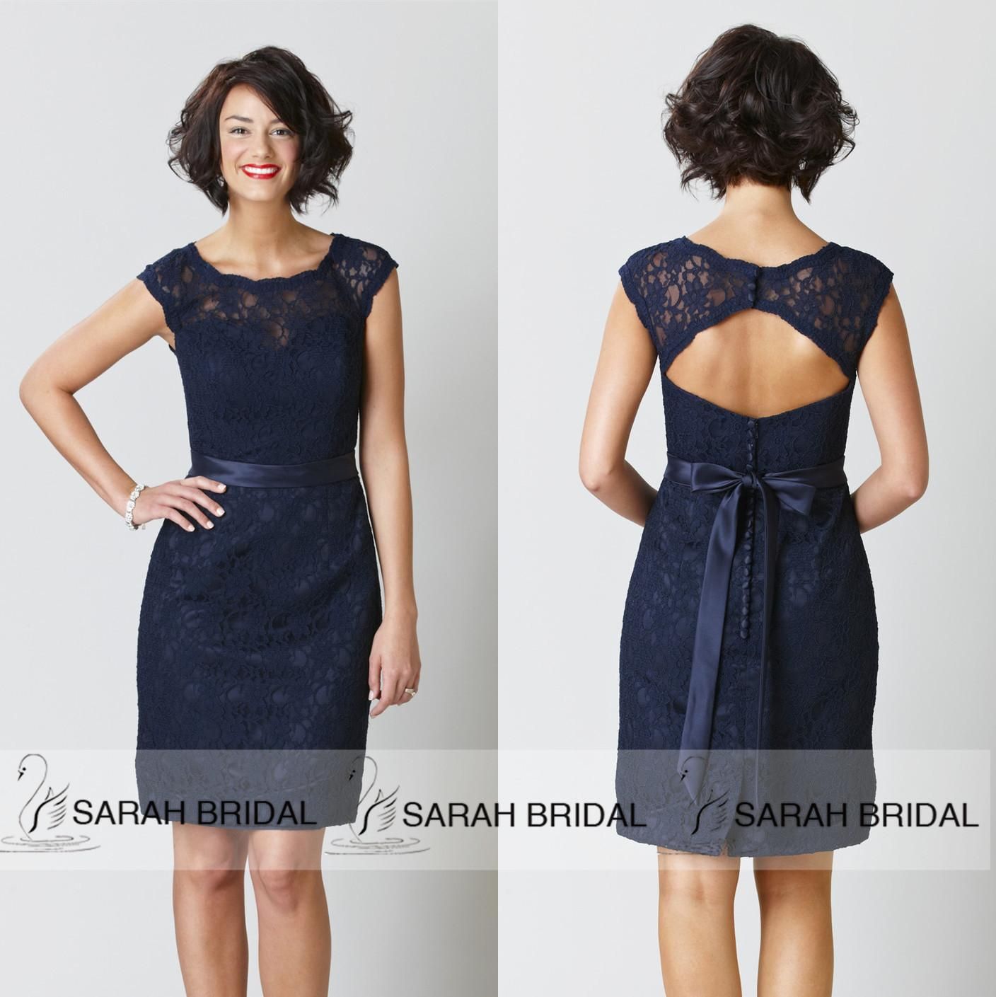 Navy bridesmaid dresses with sleeves