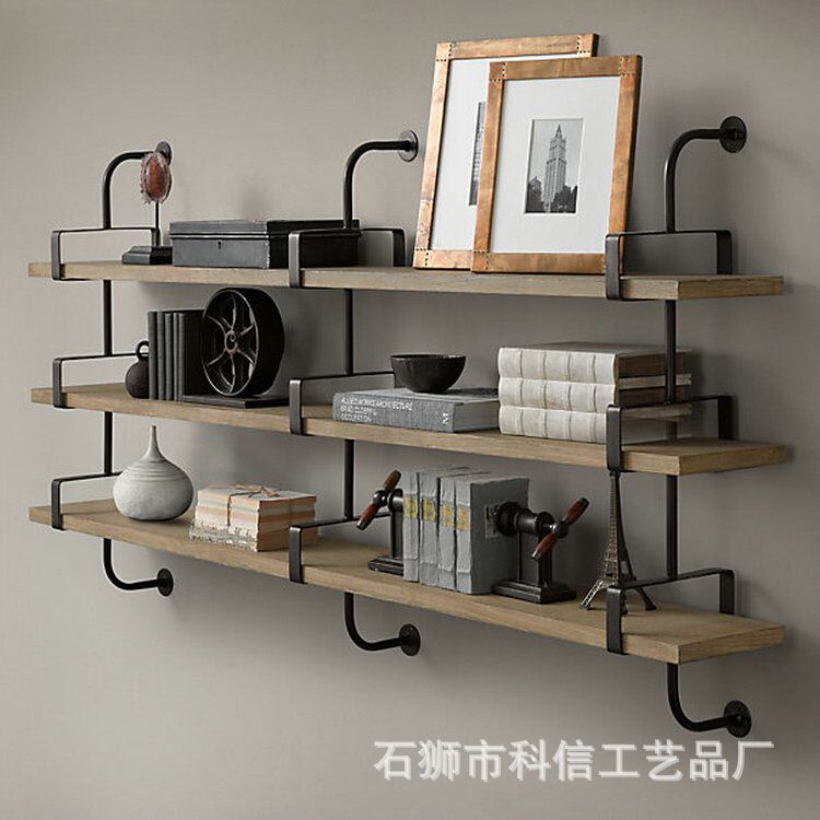 LOFT Retro Style Wood Wall Mount Shelf Separators American Antique LOFT retro style wood wall mount shelf separators American antique wrought iron wall shelf bookshelf - LOFT Retro Style Wood Wall Mount Shelf Separators American Antique