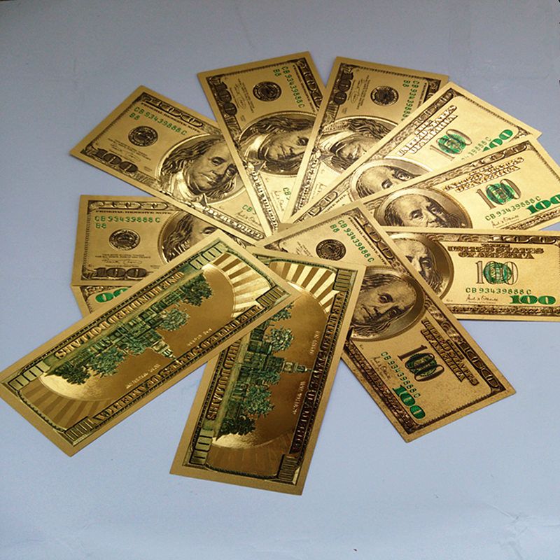 2017 New Colorful Usa 24k Gold Foil Dollars 100 Banknotes