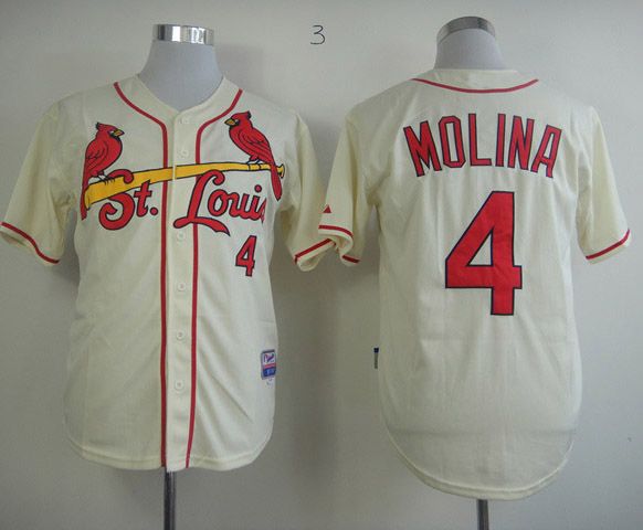 Online Cheap Wholesale Cheap Baseball Jerseys St.Louis Cardinals #4 Yadier Molina Cream Grey ...