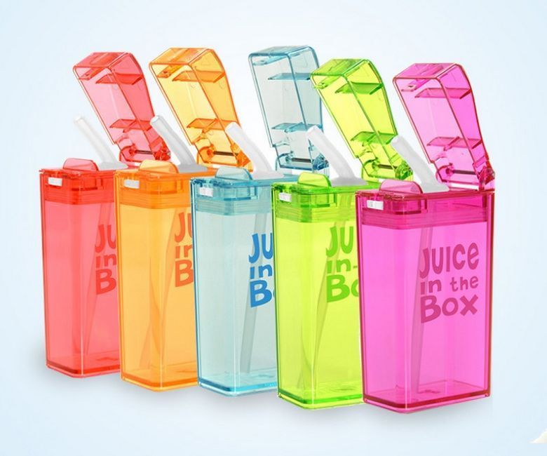 Orange/Red/Blue/Green/Pink Kids Juice Bottle Creative Child Water