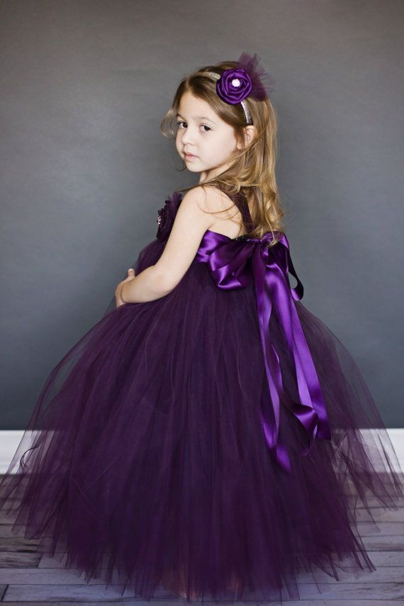 deep purple flower girl dresses