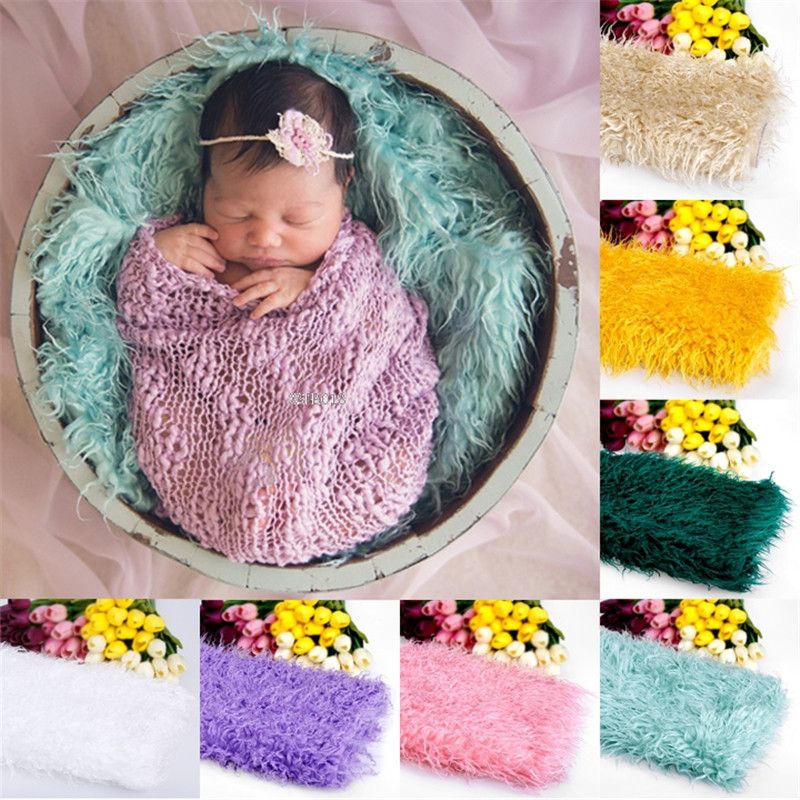 2017 Unisex Newborn Faux Fur Blanket Basket Stuffe Photography Props