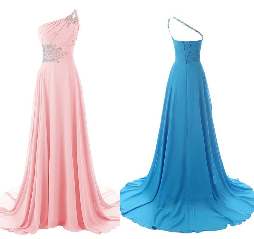 2015 Cheap Long Prom Dresses Under 100 One Shoulder Crystal Beads