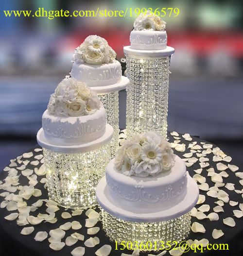 White Cake Stands With Crystals White Cake Stands With Crystals