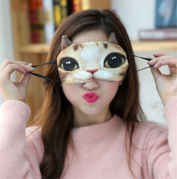 Lovely 3d Animal Meow Star People Eye Mask Soft Cotton Sleep Rest
