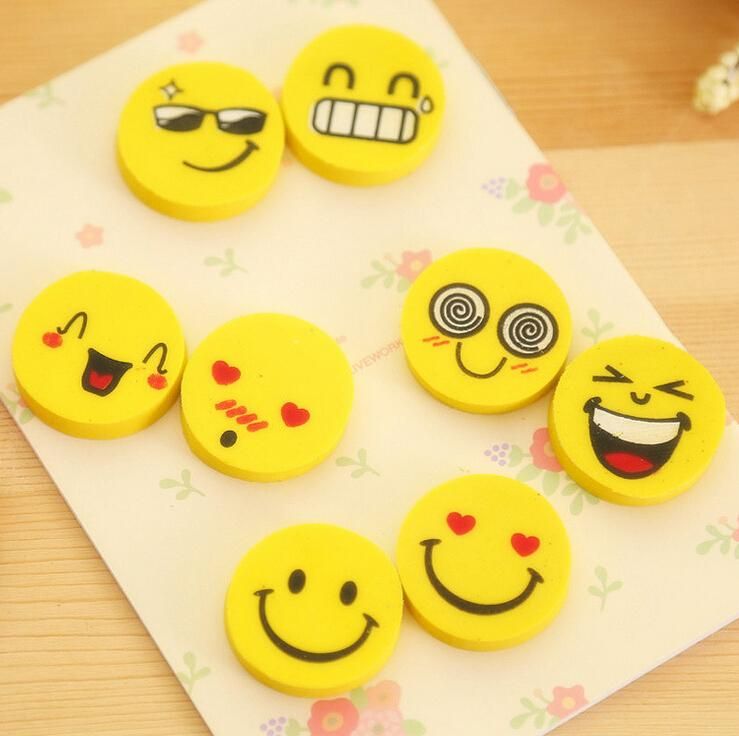 2018 Cute Smiling Face Eraser Emoji Erasers Smile Lovely Eraser Funny