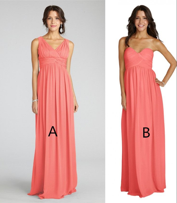 Coral Bridesmaids Dresses Mix Style Bridemaid Dresses Chiffon Floor