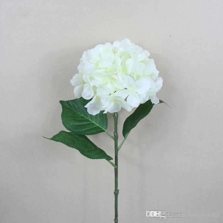 New White Artificial Silk Flower Fabric Hydrangea Bouquet For Wedding 