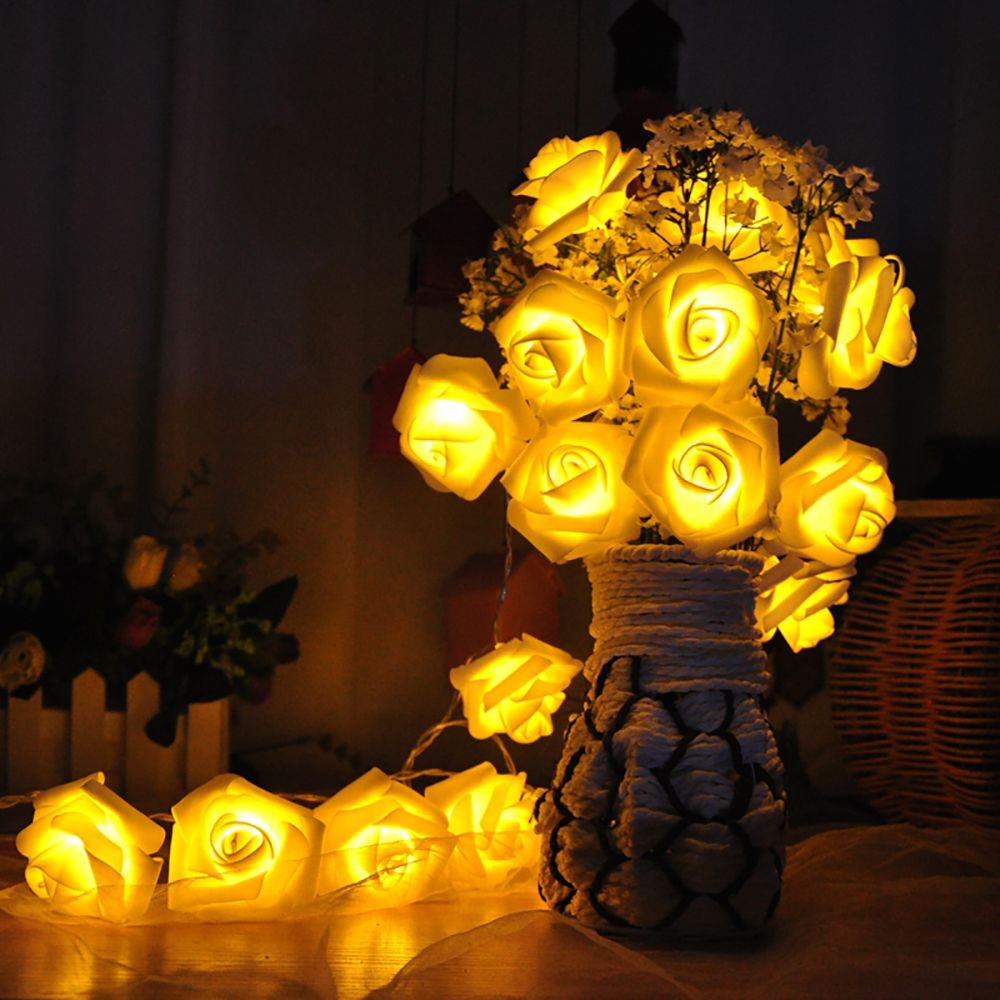 2016 Christmas Gifts Fashion Holiday Lighting 20xLed Novelty Rose Flower Fairy String Lights ...