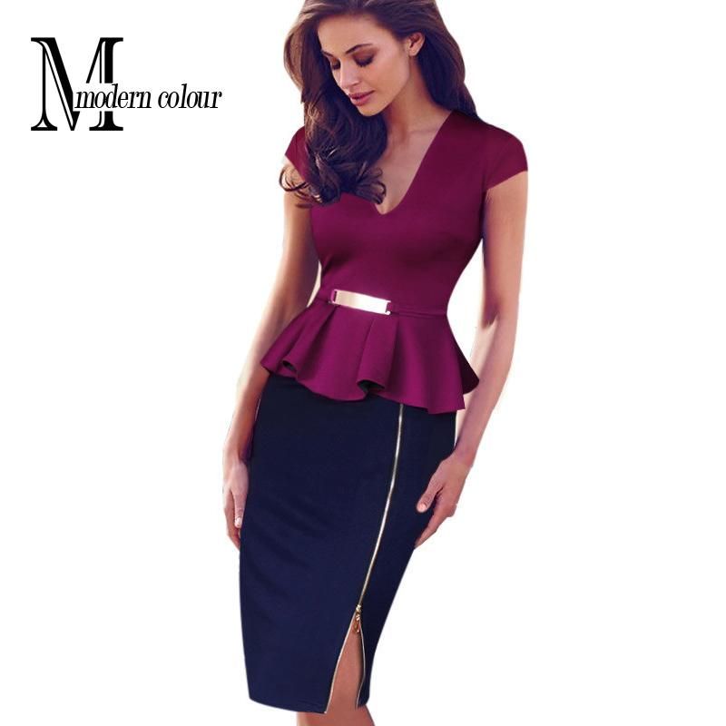 Best Quality 2016 Ladies Office Dresses Women Fashion Elegant Knee