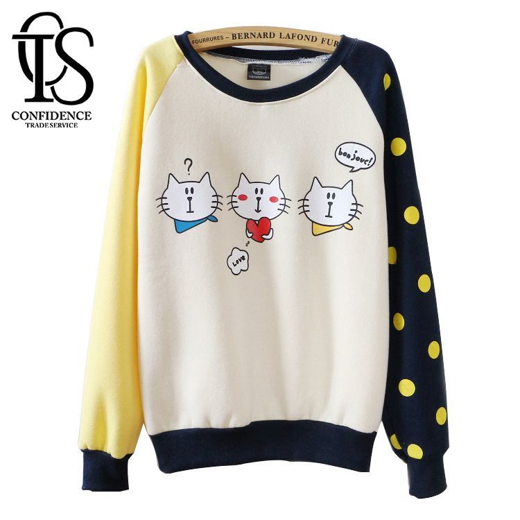 New Spring Winter Plus Velvet Women Cotton Sweatshirt Warm Fleece
